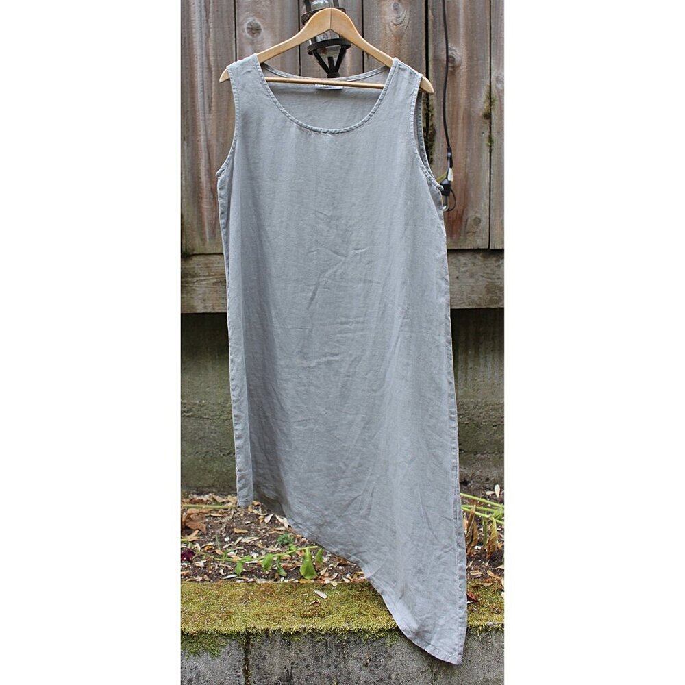 Bryn Walker - Asymmetric Maxi Dress in 100% Linen, Grey, Small runs Large